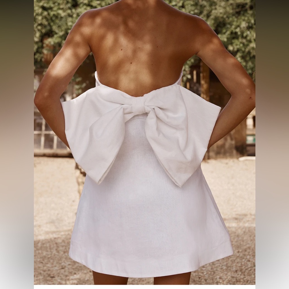 DISSH white linen back bow dress AU 10 US 6